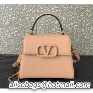 Good Quality Valentino Small VSLING Grainy Calfskin Handbag 2727 Light Pink 2025