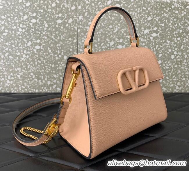 Good Quality Valentino Small VSLING Grainy Calfskin Handbag 2727 Light Pink 2025