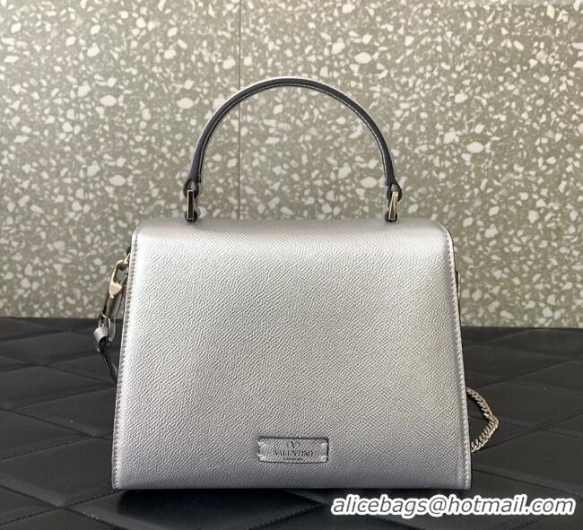 Promotional Valentino Small VSLING Grainy Calfskin Handbag with Strass 7020 Silver 2025