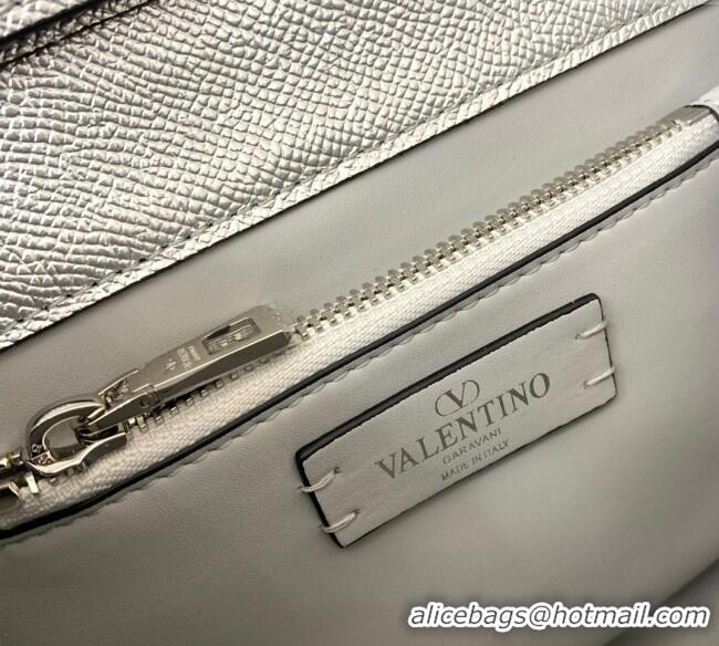 Promotional Valentino Small VSLING Grainy Calfskin Handbag with Strass 7020 Silver 2025