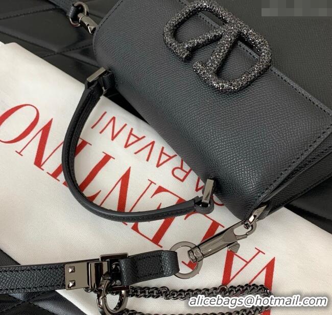 Well Crafted Valentino Small VSLING Grainy Calfskin Handbag with Strass 7020 Black 2025