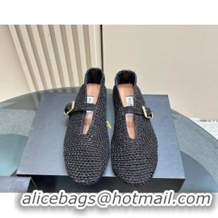 Good Looking Alaia Woven Ballet Flats Black 1112002