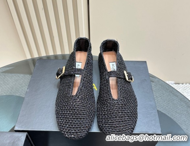 Good Looking Alaia Woven Ballet Flats Black 1112002