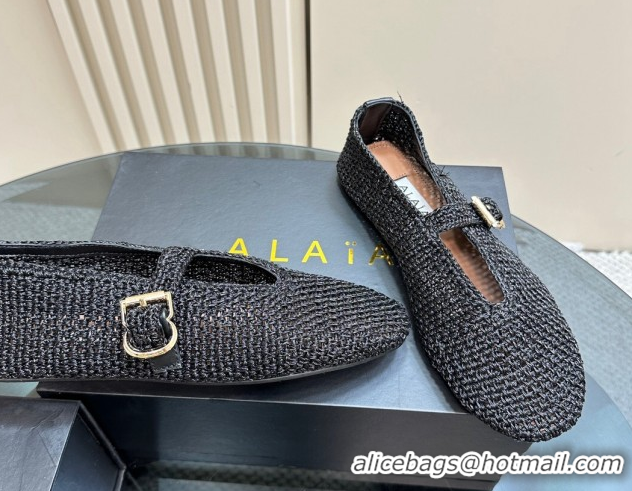 Good Looking Alaia Woven Ballet Flats Black 1112002