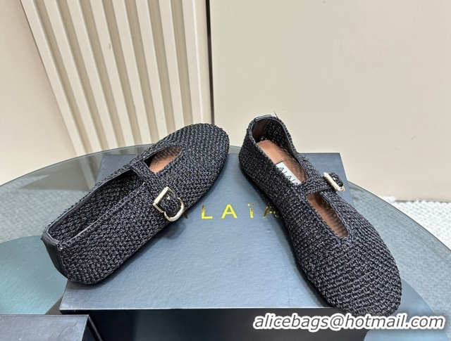 Good Looking Alaia Woven Ballet Flats Black 1112002