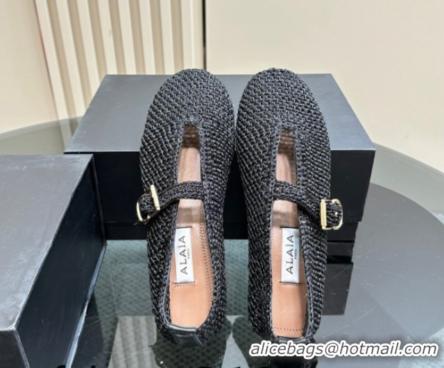 Good Looking Alaia Woven Ballet Flats Black 1112002