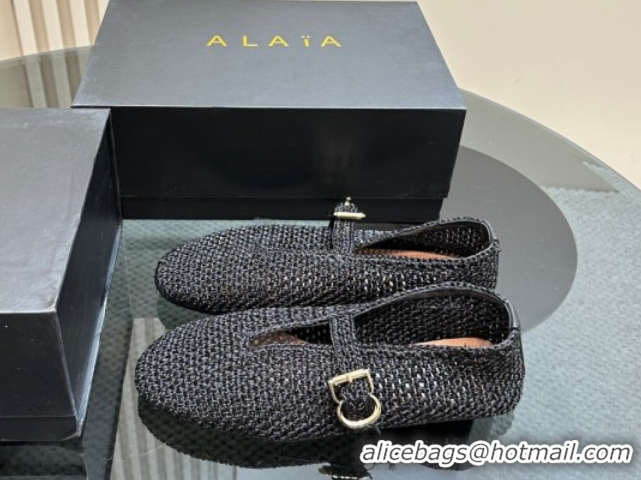 Good Looking Alaia Woven Ballet Flats Black 1112002