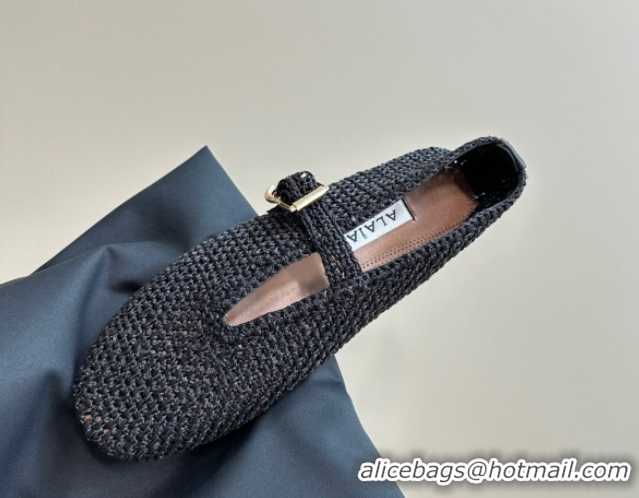 Good Looking Alaia Woven Ballet Flats Black 1112002