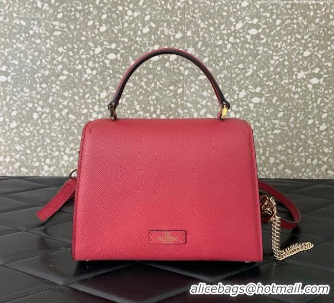 Best Price Valentino Small VSLING Grainy Calfskin Handbag with Strass 7020 Red 2025