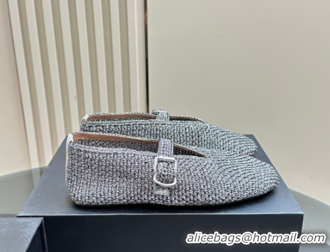 Popular Style Alaia Woven Ballet Flats Silver Grey 1112003