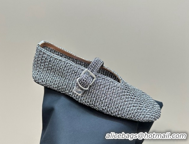 Popular Style Alaia Woven Ballet Flats Silver Grey 1112003