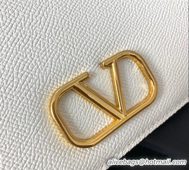 Best Quality Valentino VLogo Signature Grainy Calfskin Wallet with Chain VLTN068 White 2025