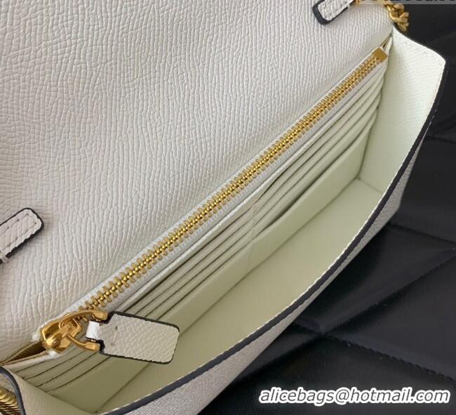Best Quality Valentino VLogo Signature Grainy Calfskin Wallet with Chain VLTN068 White 2025