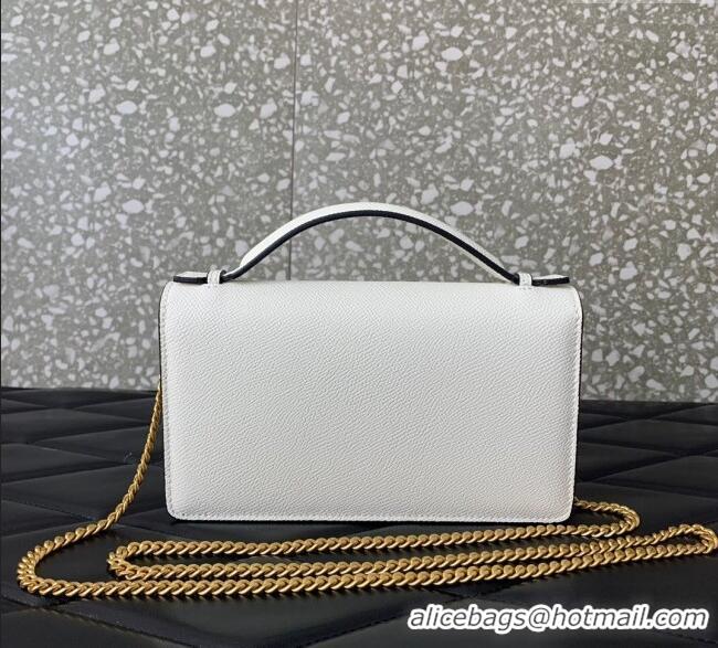 Best Quality Valentino VLogo Signature Grainy Calfskin Wallet with Chain VLTN068 White 2025