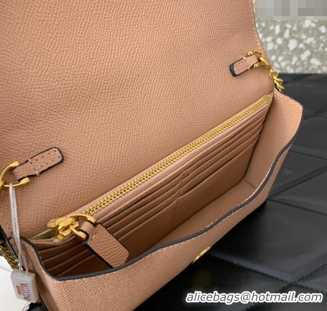 Top Grade Valentino VLogo Signature Grainy Calfskin Wallet with Chain VLTN068 Apricot 2025