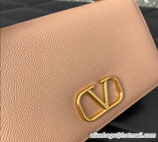 Top Grade Valentino VLogo Signature Grainy Calfskin Wallet with Chain VLTN068 Apricot 2025