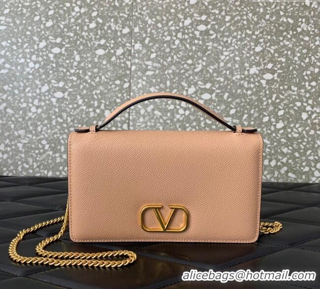 Top Grade Valentino VLogo Signature Grainy Calfskin Wallet with Chain VLTN068 Apricot 2025