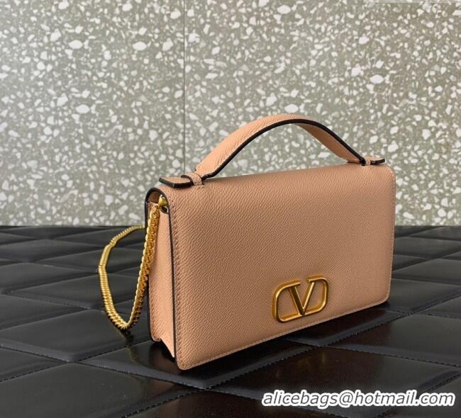 Top Grade Valentino VLogo Signature Grainy Calfskin Wallet with Chain VLTN068 Apricot 2025
