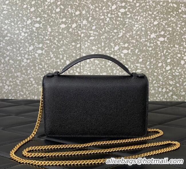 Buy Fashionable Valentino VLogo Signature Grainy Calfskin Wallet with Chain VLTN068 Black 2025