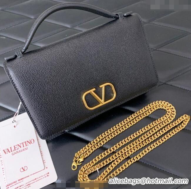 Buy Fashionable Valentino VLogo Signature Grainy Calfskin Wallet with Chain VLTN068 Black 2025