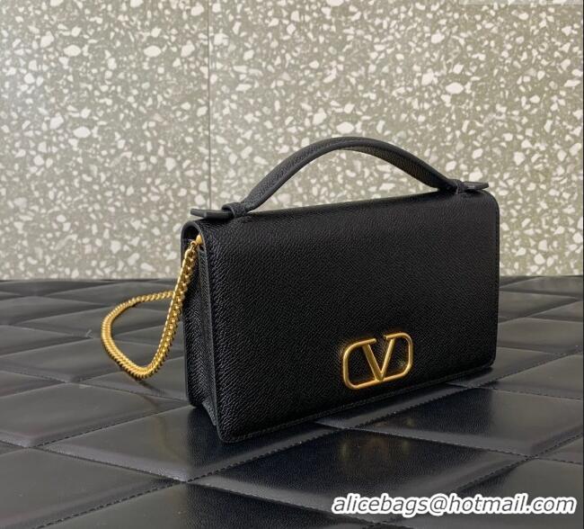 Buy Fashionable Valentino VLogo Signature Grainy Calfskin Wallet with Chain VLTN068 Black 2025