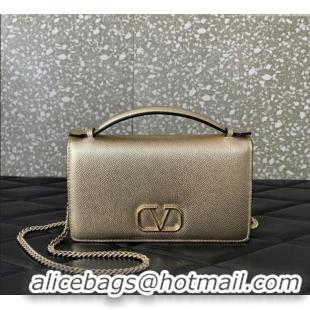 Cheap Price Valentino VLogo Signature Grainy Calfskin Wallet with Chain VLTN068 Light Gold 2025