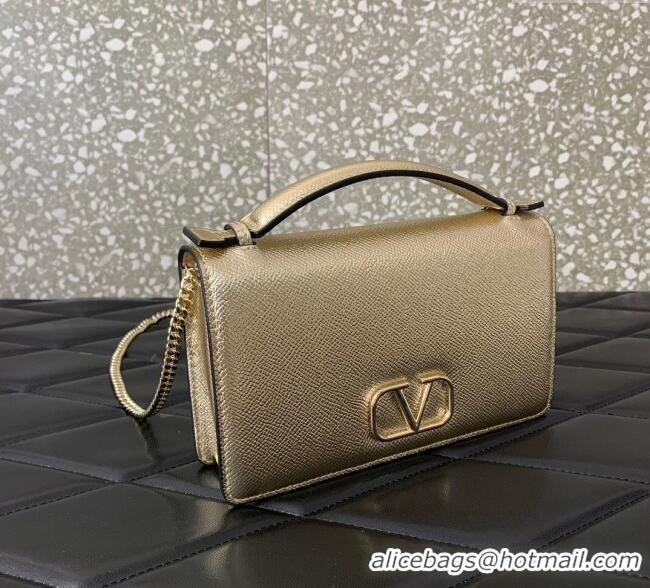 Cheap Price Valentino VLogo Signature Grainy Calfskin Wallet with Chain VLTN068 Light Gold 2025