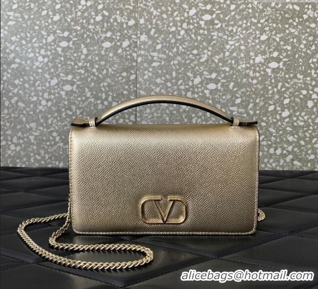 Cheap Price Valentino VLogo Signature Grainy Calfskin Wallet with Chain VLTN068 Light Gold 2025