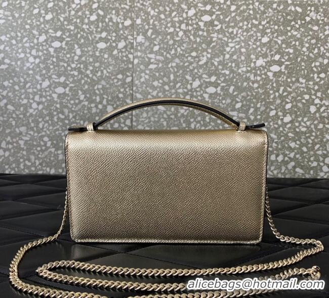 Cheap Price Valentino VLogo Signature Grainy Calfskin Wallet with Chain VLTN068 Light Gold 2025