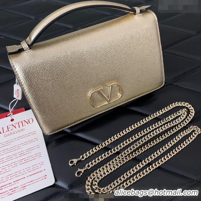 Cheap Price Valentino VLogo Signature Grainy Calfskin Wallet with Chain VLTN068 Light Gold 2025