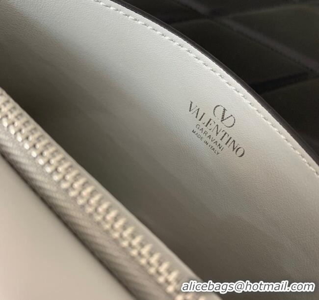Well Crafted Valentino VLogo Signature Grainy Calfskin Wallet with Chain VLTN068 Silver 2025