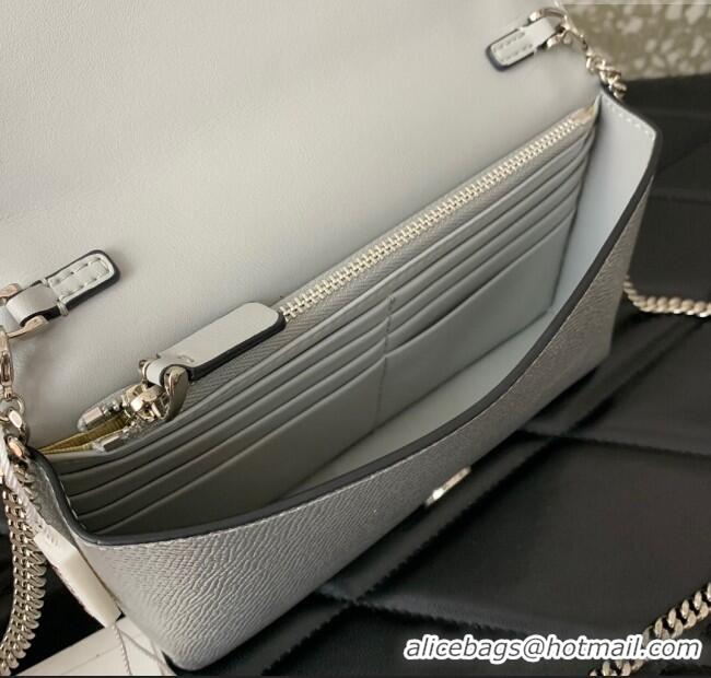 Well Crafted Valentino VLogo Signature Grainy Calfskin Wallet with Chain VLTN068 Silver 2025