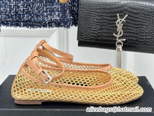 Best Price Alaia Ballet Flats in Fishnet and Ankle Strap Yellow 1112006