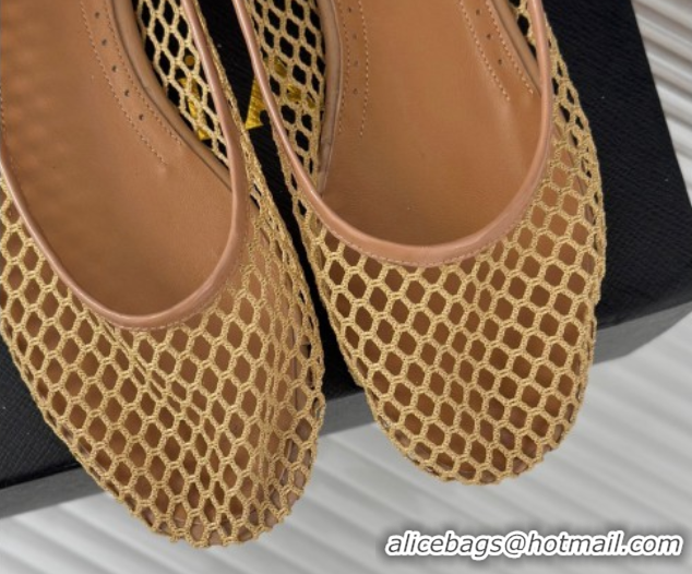 Best Price Alaia Ballet Flats in Fishnet and Ankle Strap Yellow 1112006
