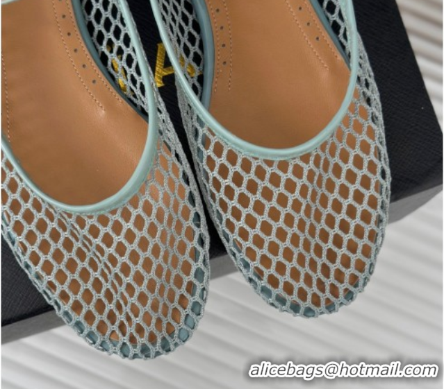 Durable Alaia Ballet Flats in Fishnet and Ankle Strap Light Green 1112007