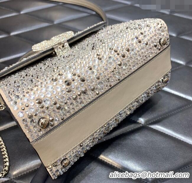 Best Price Valentino Mini VSling Handbag with Sparkling Strass Embroidery 0097 Grey 2025