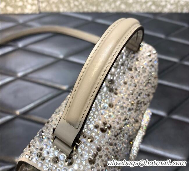 Best Price Valentino Mini VSling Handbag with Sparkling Strass Embroidery 0097 Grey 2025