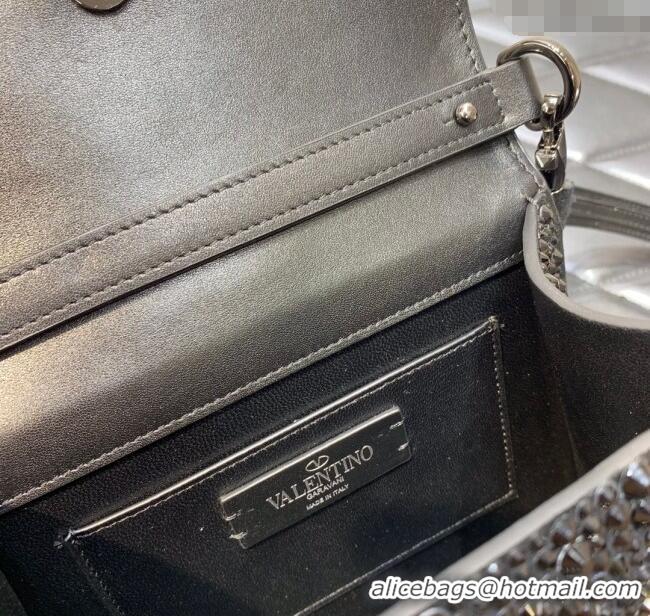 Best Price Valentino Mini VSling Handbag with Sparkling Strass Embroidery 0097 Black 2025
