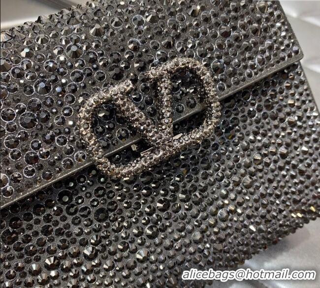 Best Price Valentino Mini VSling Handbag with Sparkling Strass Embroidery 0097 Black 2025