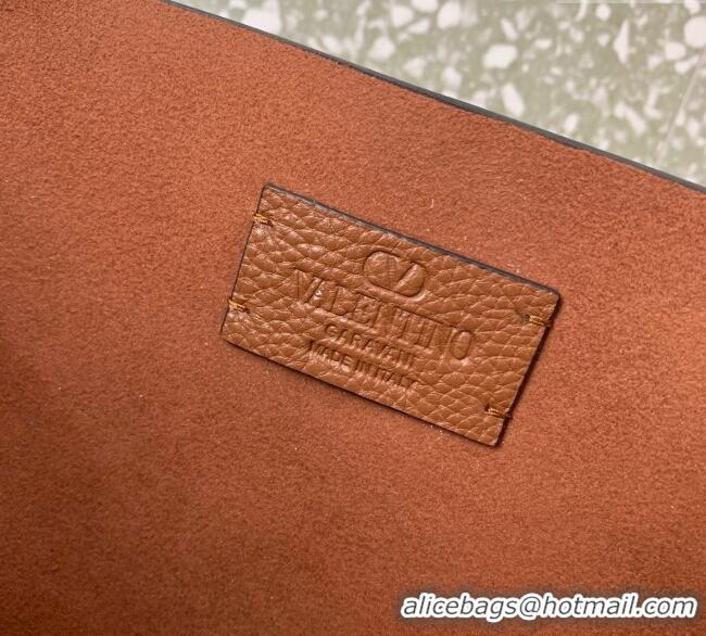 Super Quality Valentino Medium Nellcote Shopping Bag in Grainy Calfskin with Ball Studs 0076 Brown 2025