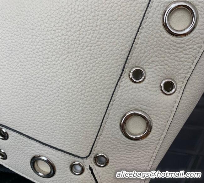 Well Crafted Valentino Medium Nellcote Shopping Bag in Grainy Calfskin with Ball Studs 0076 White 2025