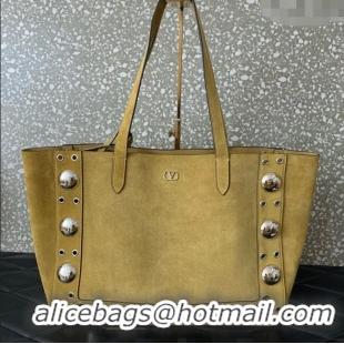 Reasonable Price Valentino Medium Nellcote Shopping Bag in Grainy Calfskin with Ball Studs 0076 Khaki 2025