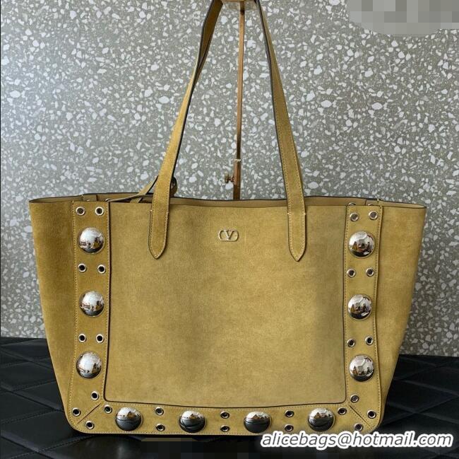 Reasonable Price Valentino Medium Nellcote Shopping Bag in Grainy Calfskin with Ball Studs 0076 Khaki 2025