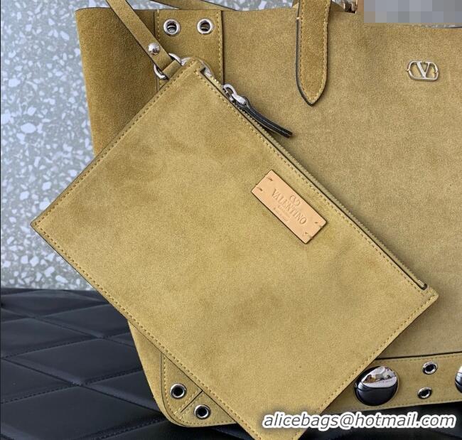 Reasonable Price Valentino Medium Nellcote Shopping Bag in Grainy Calfskin with Ball Studs 0076 Khaki 2025