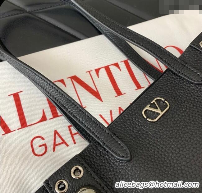 Best Quality Valentino Mini Nellcote Shopping Bag in Grainy Calfskin with Ball Studs 0078 Black 2025