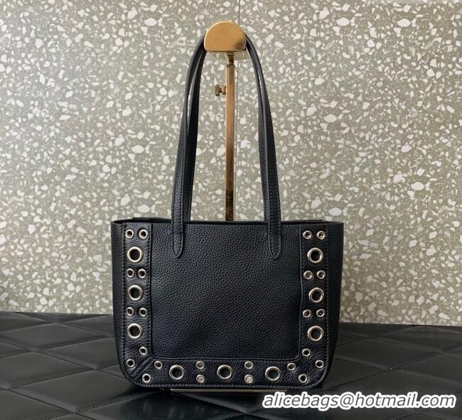 Best Quality Valentino Mini Nellcote Shopping Bag in Grainy Calfskin with Ball Studs 0078 Black 2025