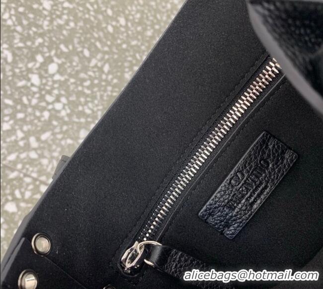 Best Quality Valentino Mini Nellcote Shopping Bag in Grainy Calfskin with Ball Studs 0078 Black 2025