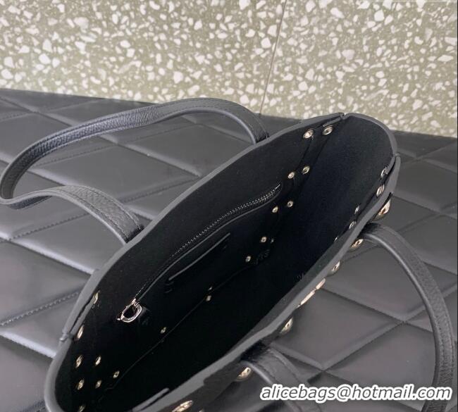 Best Quality Valentino Mini Nellcote Shopping Bag in Grainy Calfskin with Ball Studs 0078 Black 2025