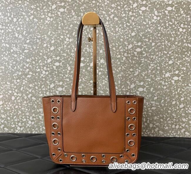 Buy Discount Valentino Mini Nellcôte Shopping Bag in Grainy Calfskin with Ball Studs 0078 Brown 2025