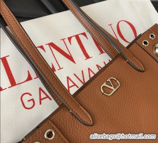 Buy Discount Valentino Mini Nellcôte Shopping Bag in Grainy Calfskin with Ball Studs 0078 Brown 2025